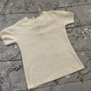 White Sweater with Back Tie-up Ribbon